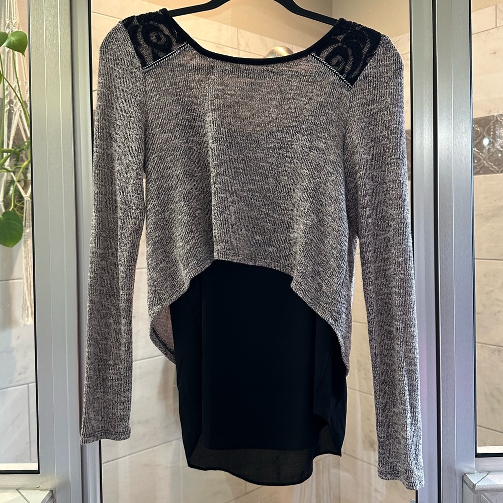 Lace shoulder sweater